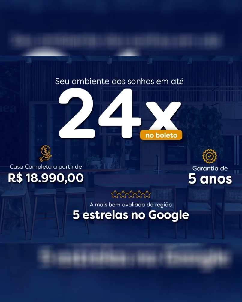 Seu ambiente dos sonhos em até 24X no boleto